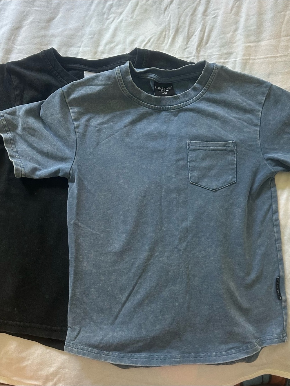 Little Bipsy Short Sleeve Pocket Tees in Blue and Black